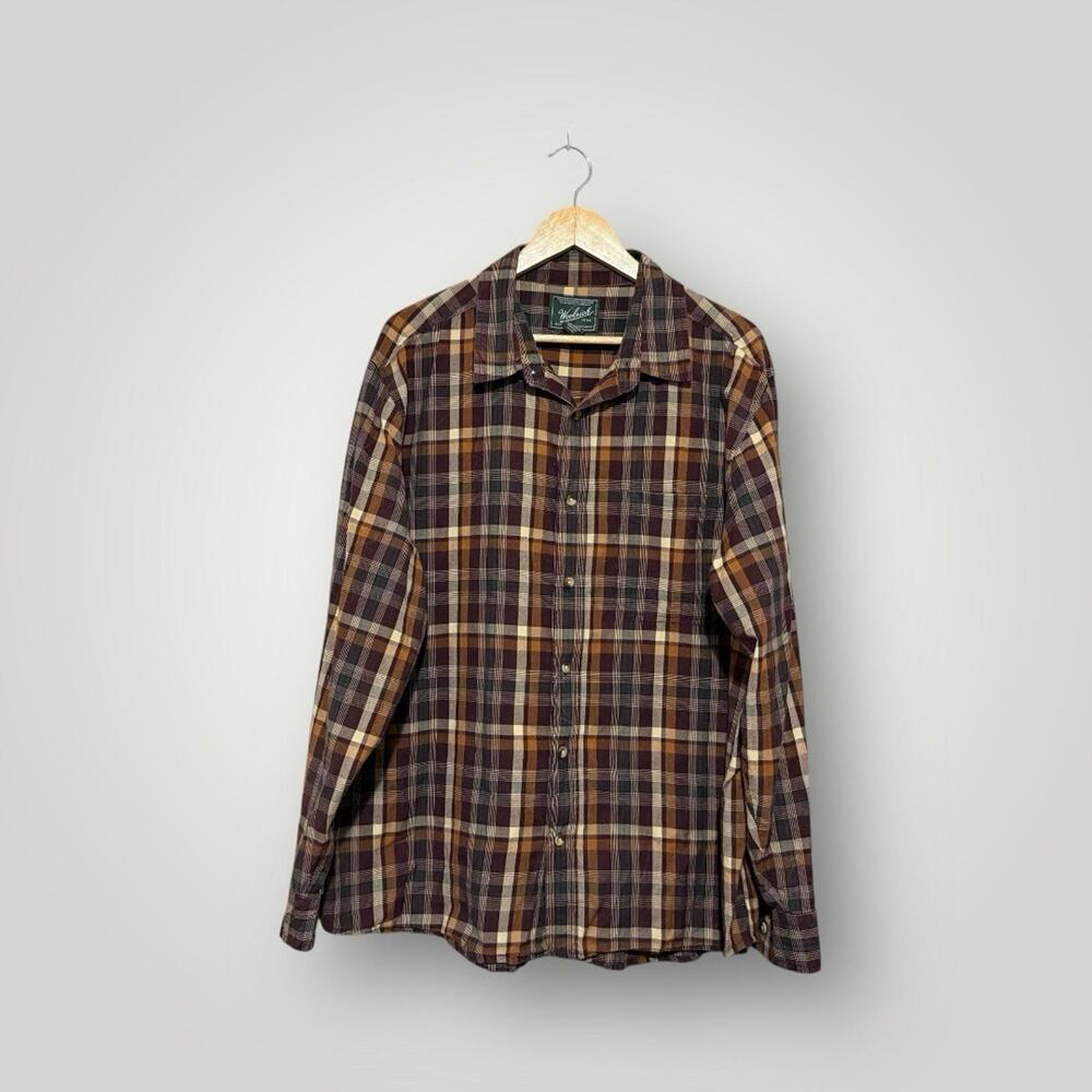 Vintage Woolrich Plaid Flannel Shirt Brown XL Men’s